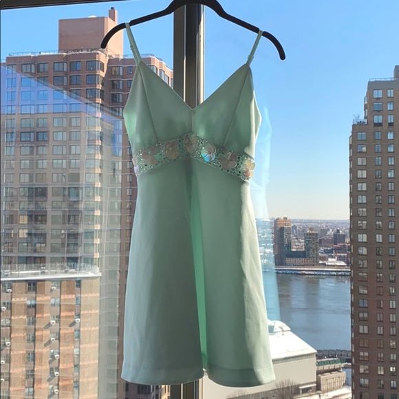 NWT ASOS Blue Skater Dress w/ Sequins size 6 - Picture 1 of 6